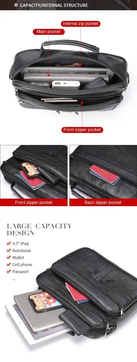 Δερμάτινος μικρός χαρτοφύλακας/Τσαντάκι Ώμου Cardinal 6015 μαύρο