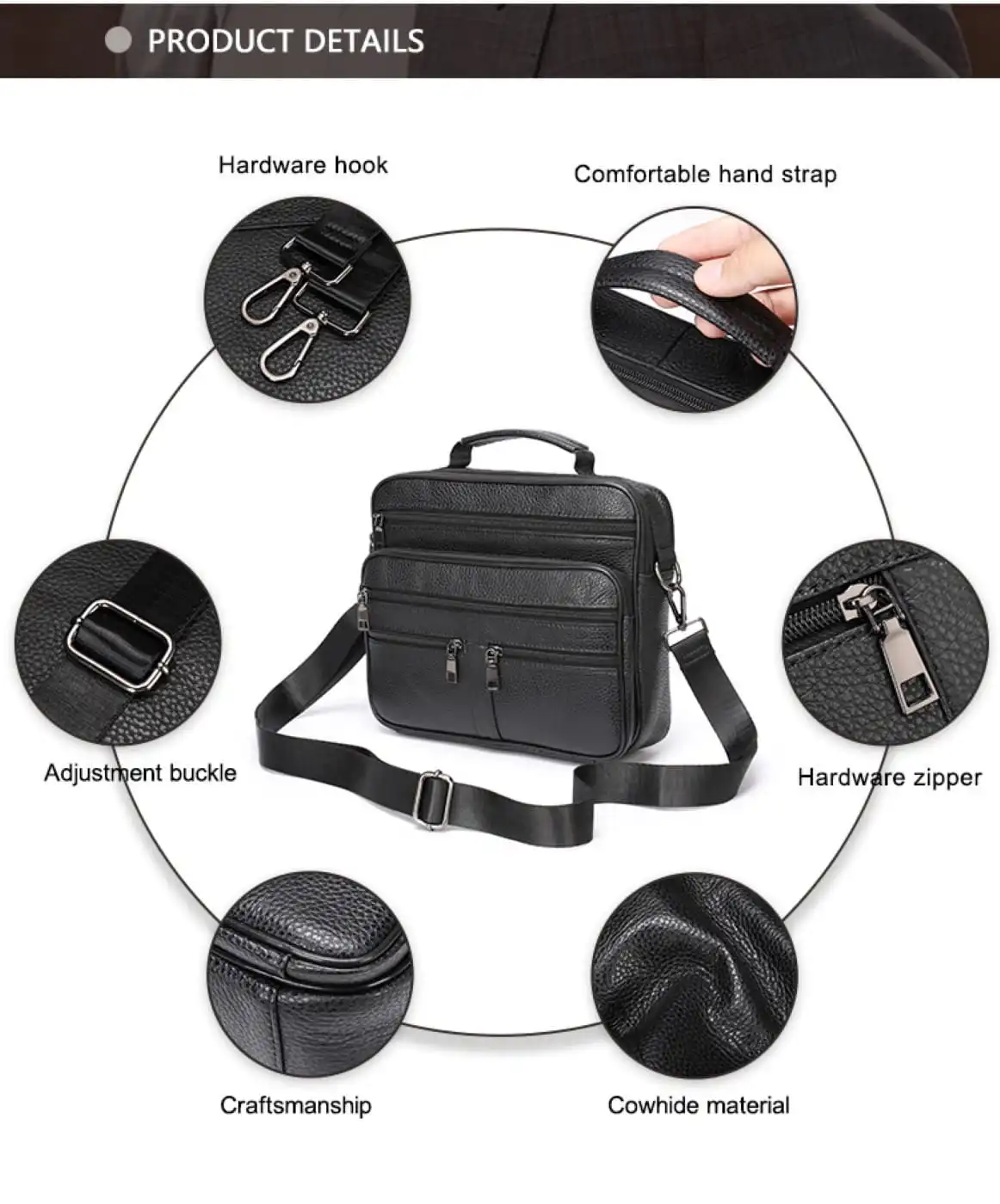 Δερμάτινος μικρός χαρτοφύλακας/Τσαντάκι Ώμου Cardinal 6015 μαύρο