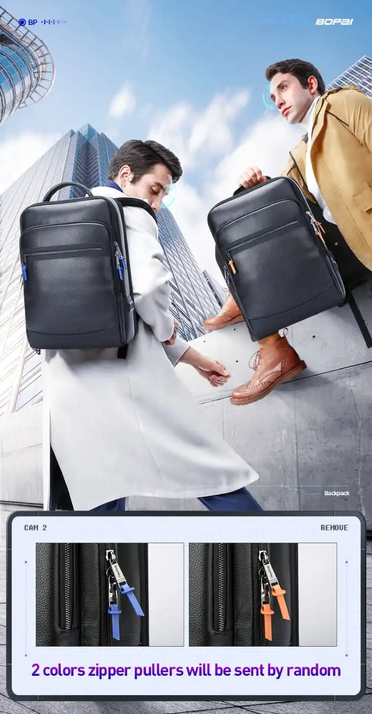 Δερμάτινο Σακίδιο πλάτης Αντικλεπτικό 24L Laptop 15,6” Bopai 61-121561 μαύρο