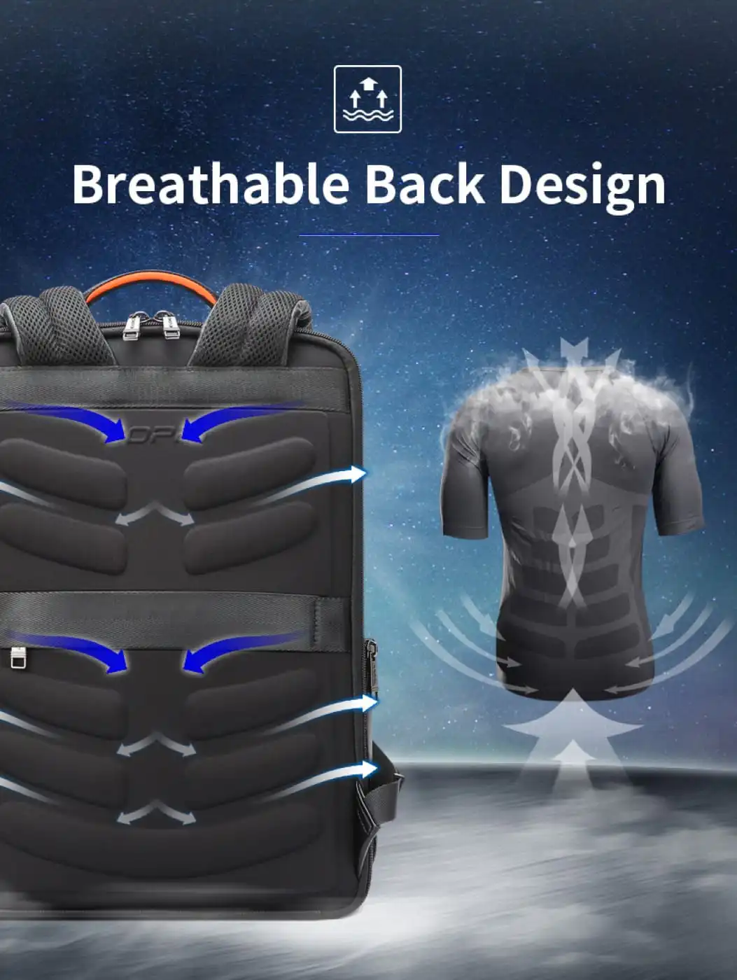 Δερμάτινο Σακίδιο πλάτης Αντικλεπτικό 24L Laptop 15,6” Bopai 61-121561 μαύρο