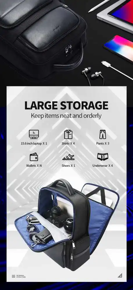 Backpack 20L Laptop 15,6” Bopai 61-125031 μαύρο