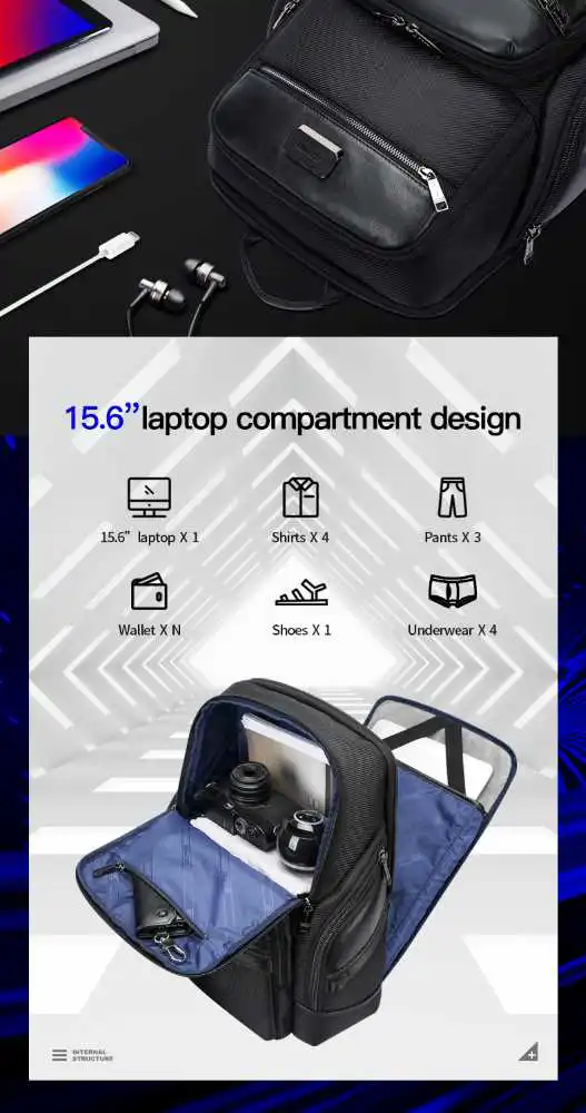 Backpack 26L Laptop 15,6” Bopai 61-126261 μαύρο