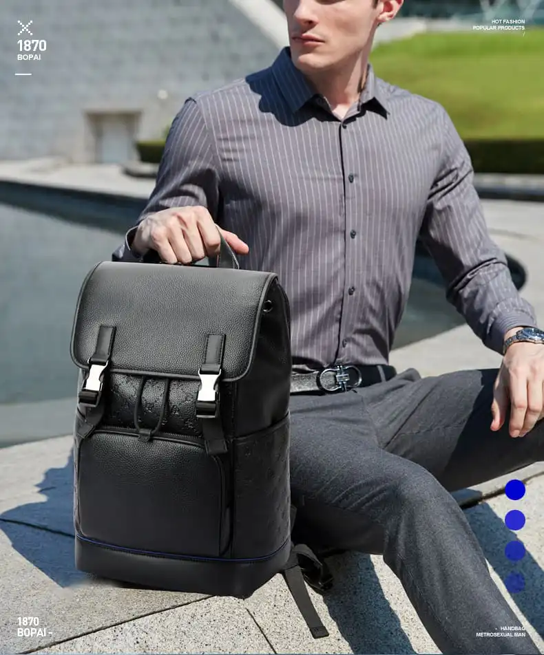 Σακίδιο πλάτης Δερμάτινο 20L Laptop 15,6” Bopai 61-128811 μαύρο