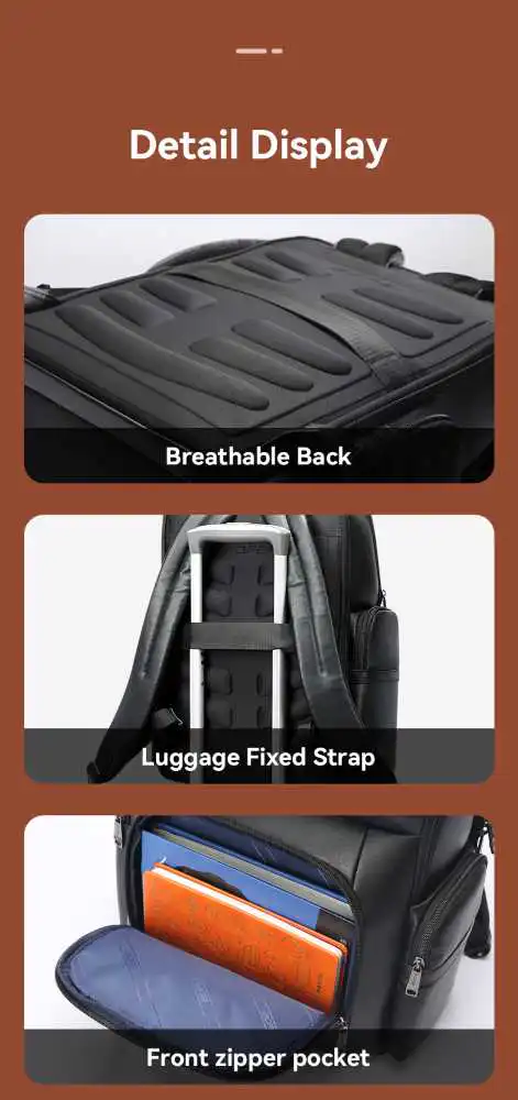 Δερμάτινο Σακίδιο 20L Laptop 15,6” Bopai 61-131601 μαύρο