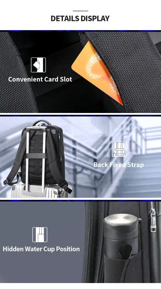 Σακίδιο πλάτης Αντικλεπτικό 24L Laptop 15,6” Bopai 61-18911 μαύρο