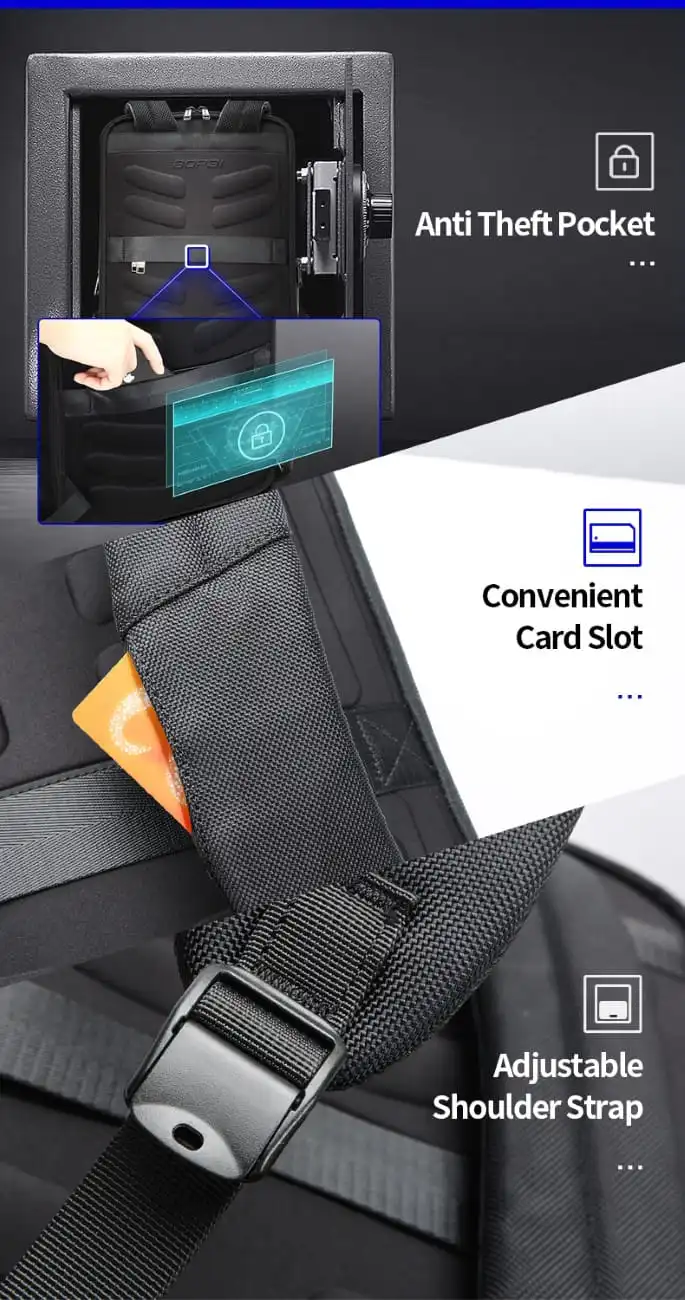 Σακίδιο πλάτης Αντικλεπτικό 24L Laptop 15,6” Bopai 61-53111 μαύρο