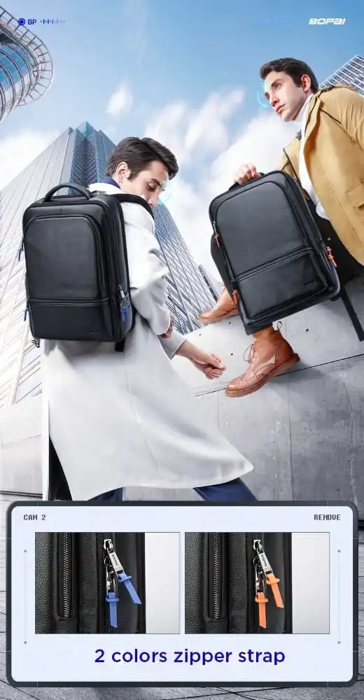 Δερμάτινο Σακίδιο πλάτης Αντικλεπτικό 24L Laptop 15,6” Bopai 61-69711 μαύρο