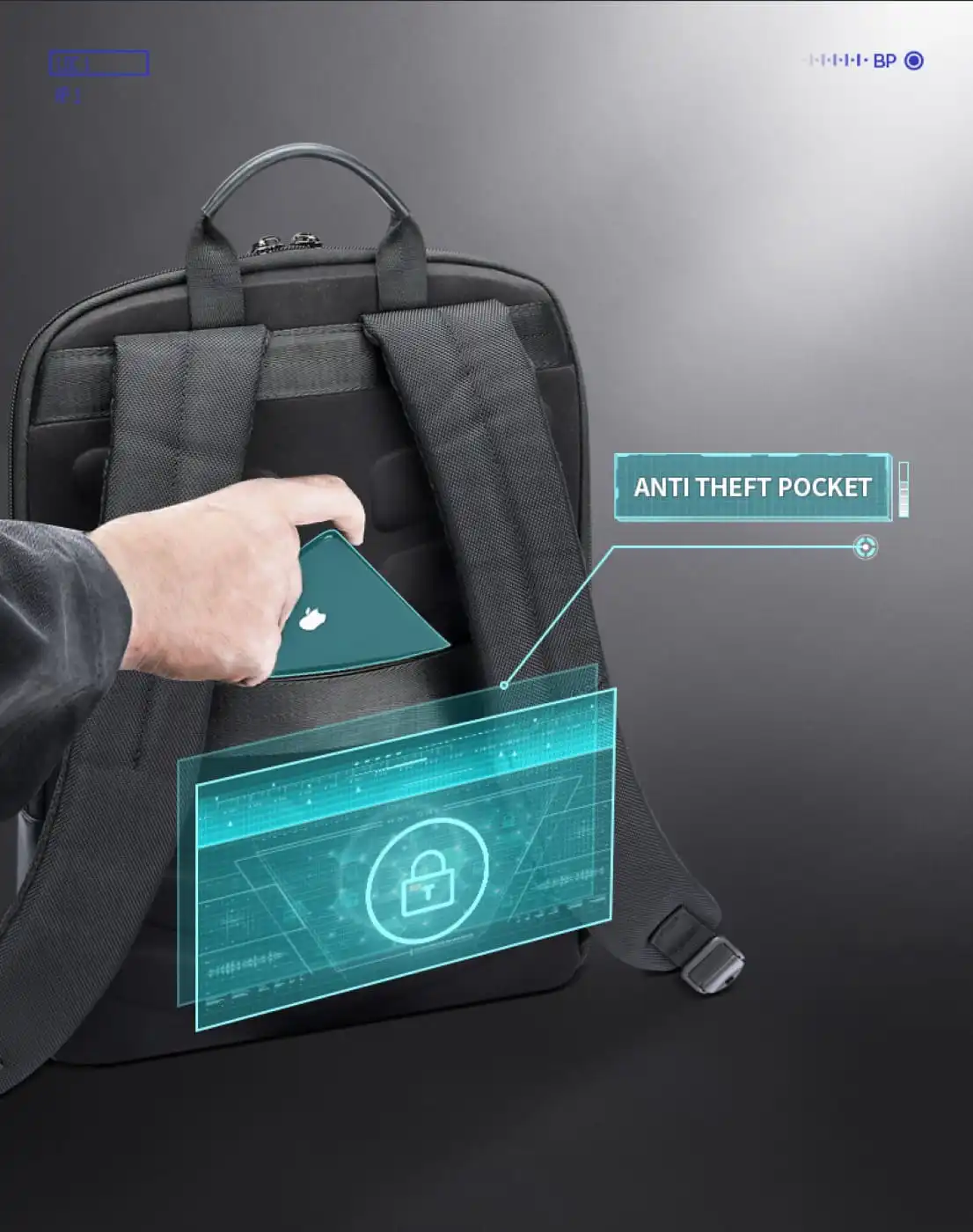 Σακίδιο πλάτης Αντικλεπτικό 16L Laptop 17” Bopai 61-85011 μαύρο