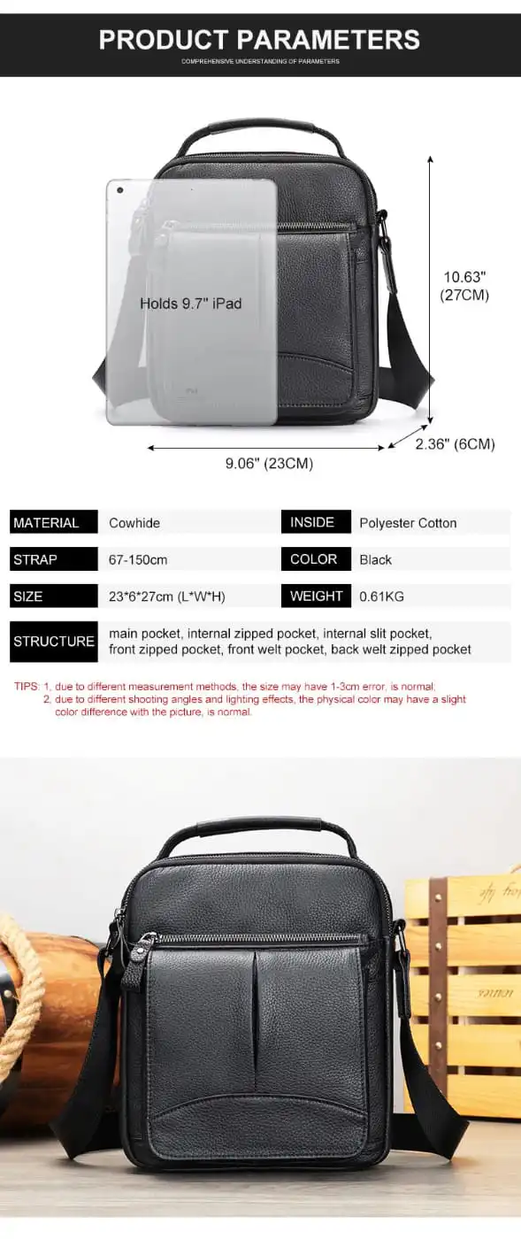 Δερμάτινο τσαντάκι ώμου Cardinal 6109 μαύρο