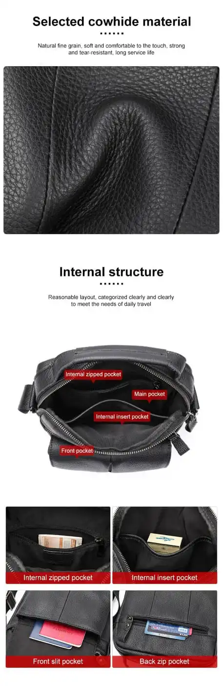 Δερμάτινο τσαντάκι ώμου Cardinal 6109 μαύρο