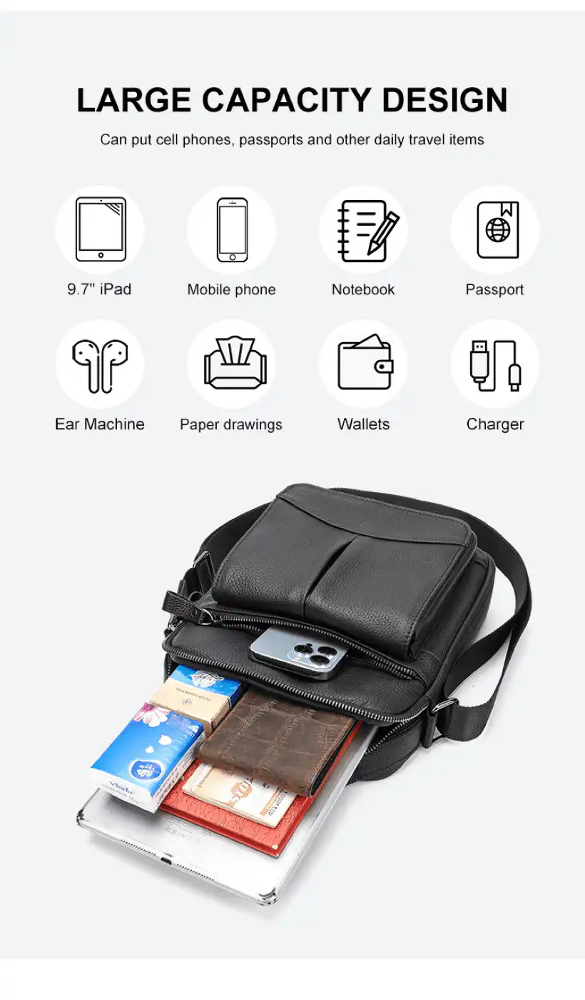 Δερμάτινο τσαντάκι ώμου Cardinal 6109 μαύρο