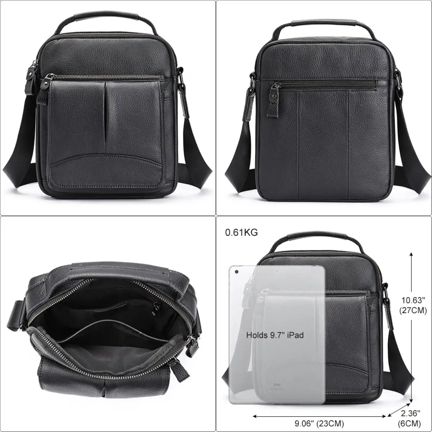 Δερμάτινο τσαντάκι ώμου Cardinal 6109 μαύρο