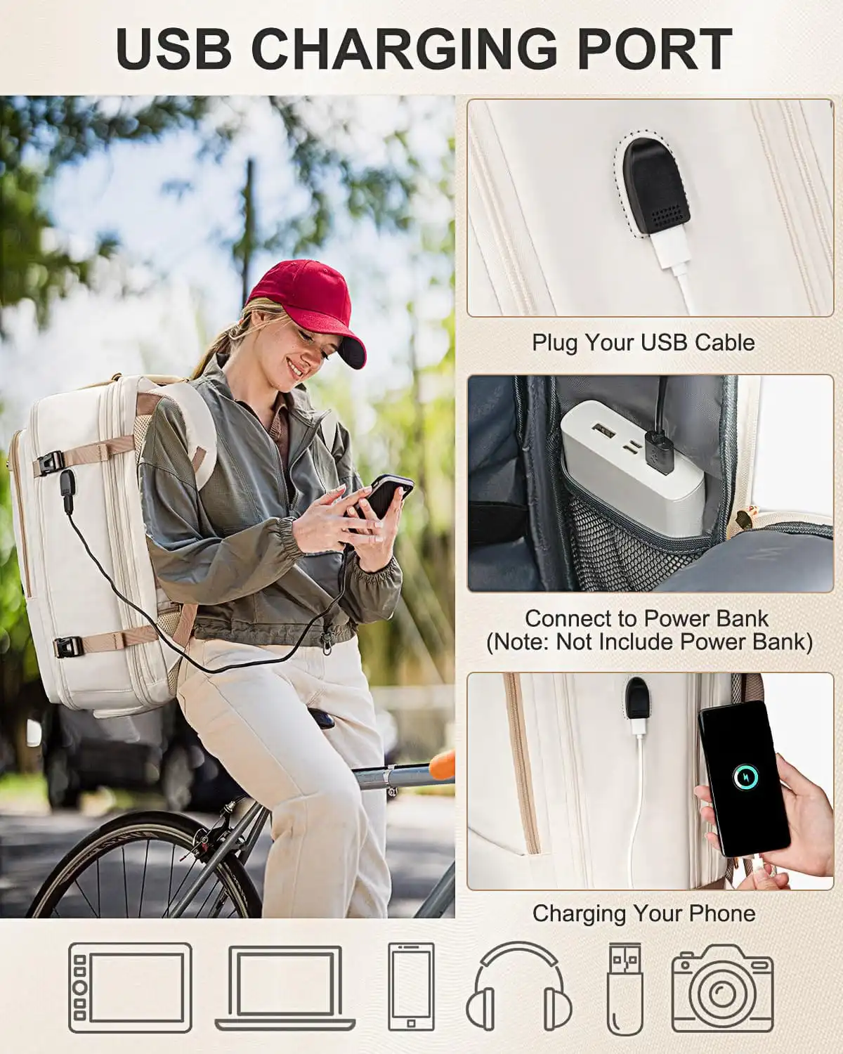 Σακίδιο πλάτης Travel Carry on 52L Laptop 17,3” Matein 6131 μπεζ