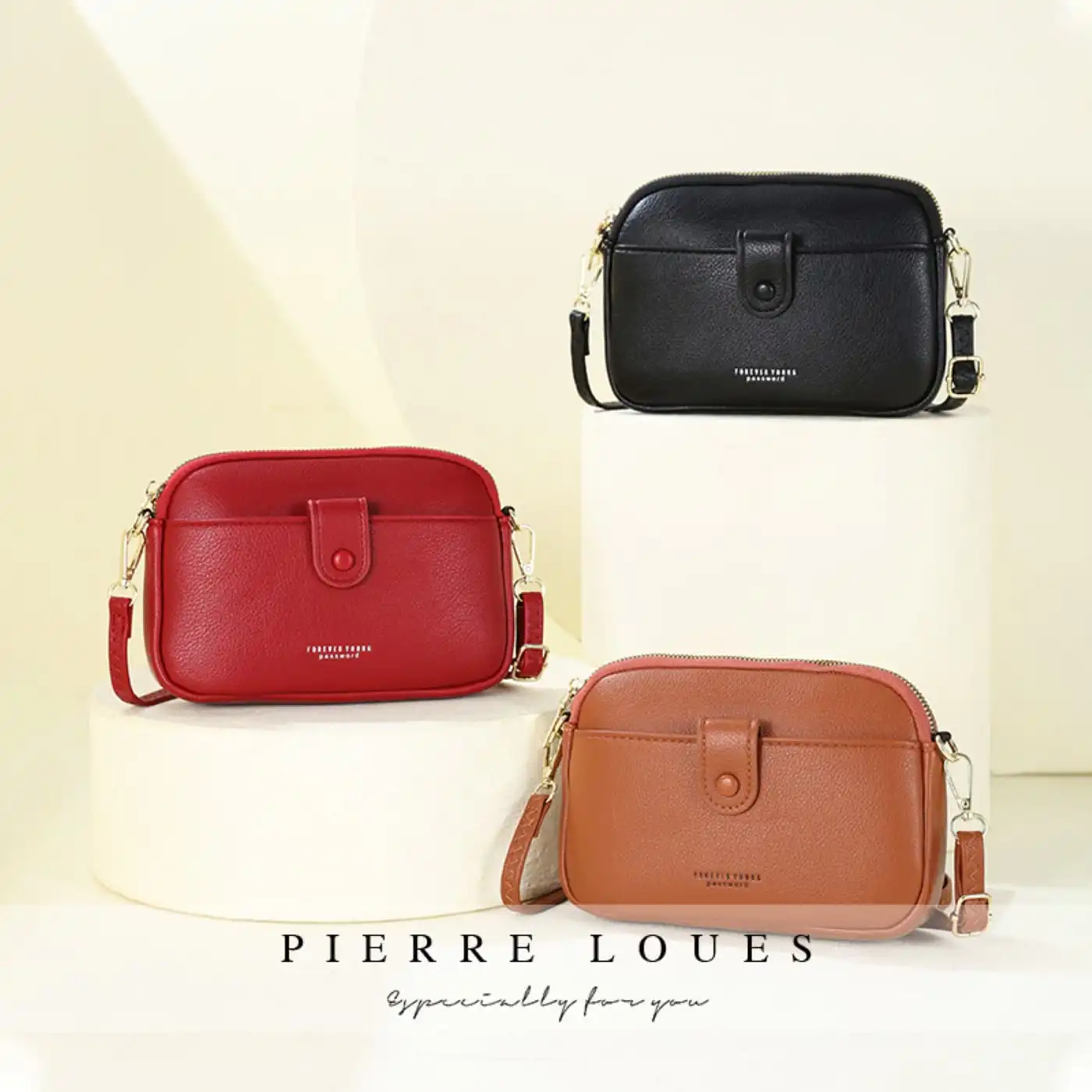 Γυναικεία Τσάντα Χιαστί Pierre Loues 614-64 καφέ Γυναικεία Τσάντα Χιαστί Pierre Loues 614-64 καφέ