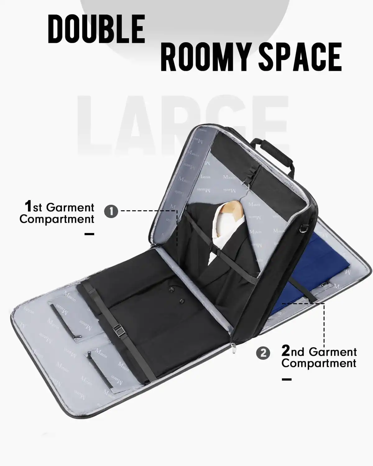 Υφασμάτινη Τσάντα ενδυμάτων κοστουμιού Matein 43L 6185 μαύρο