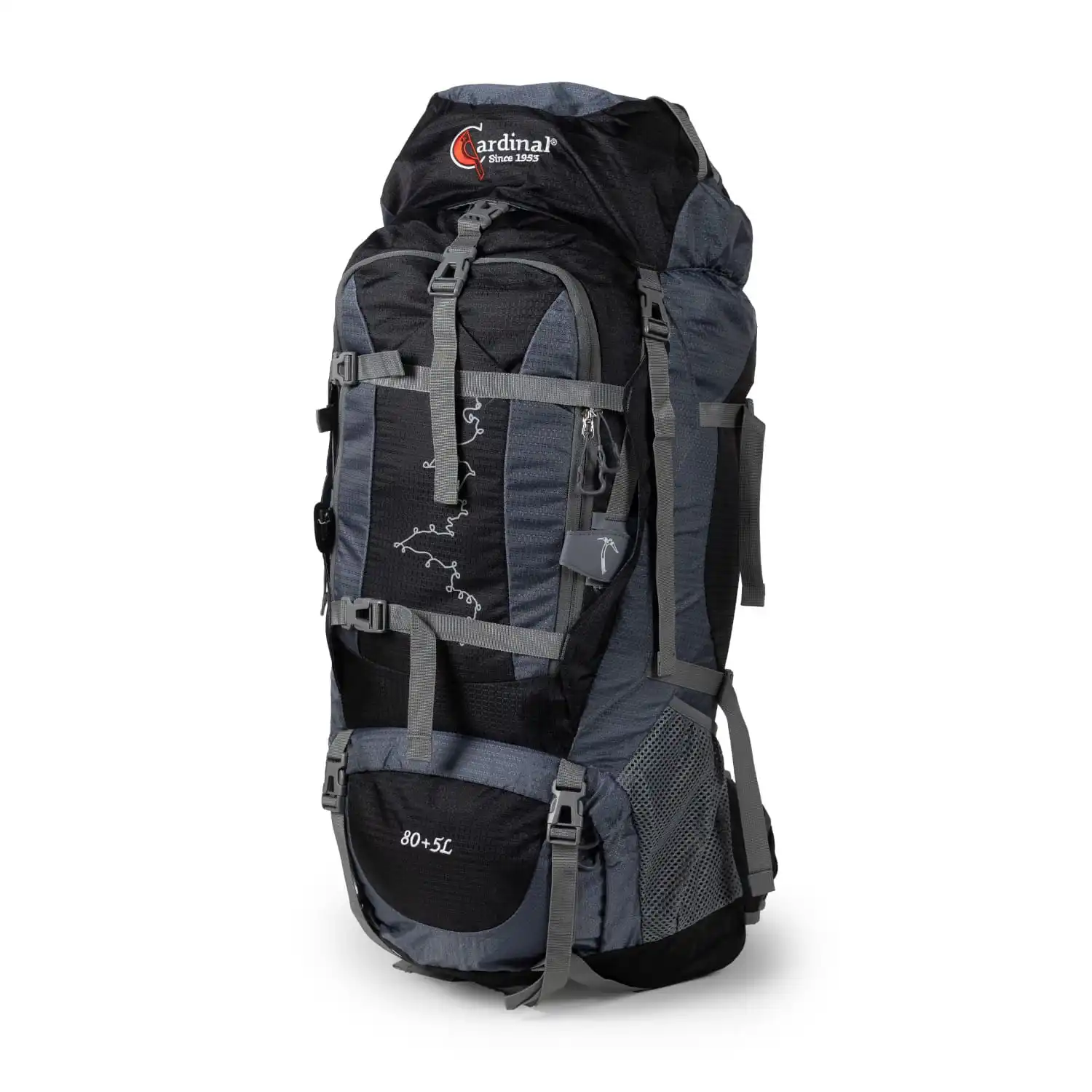 Σακίδιο πλάτης ορειβατικό Ταξιδιού Cardinal 630 80+5 L μαύρο