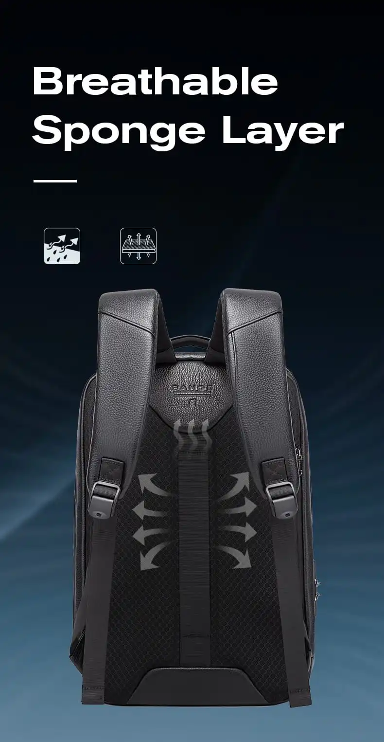 Δερμάτινο Σακίδιο πλάτης 21L Laptop 15,6” Bange 6621 μαύρο