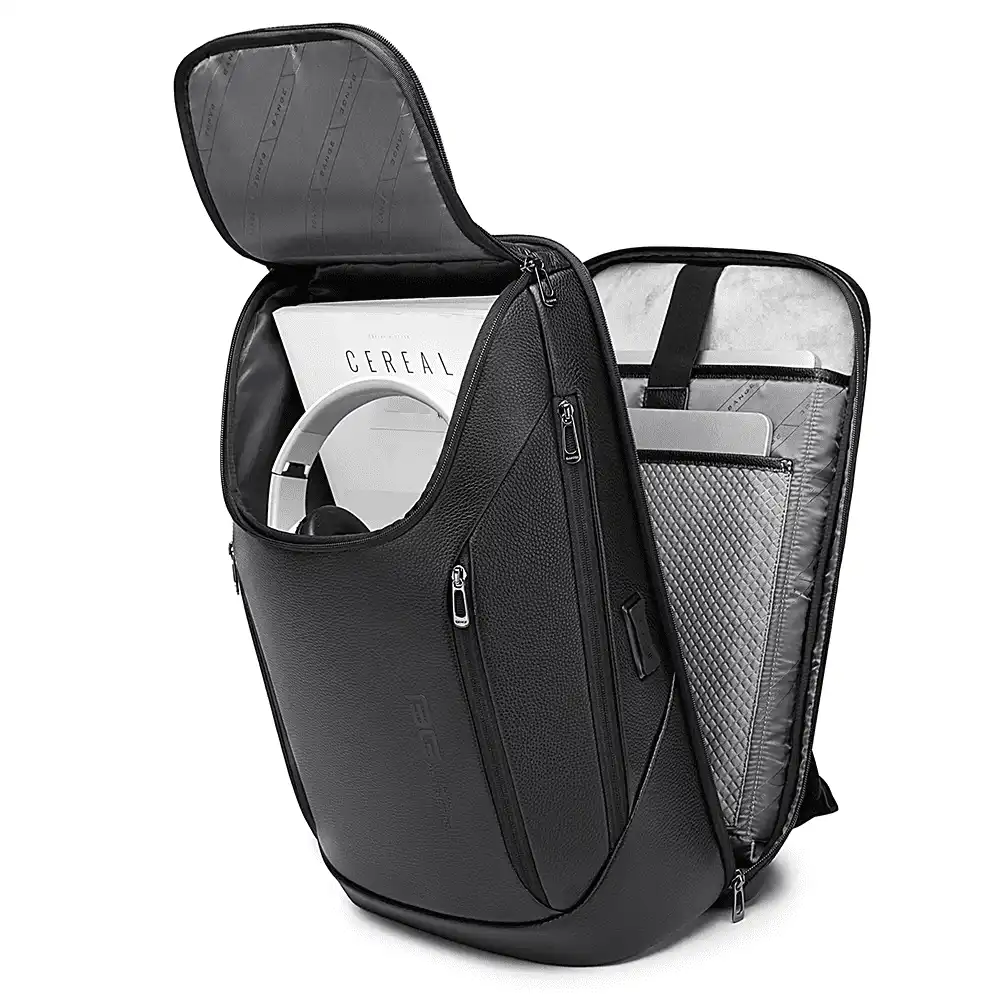 Δερμάτινο Σακίδιο πλάτης 24L Laptop 15,6” Bange 6623 μαύρο