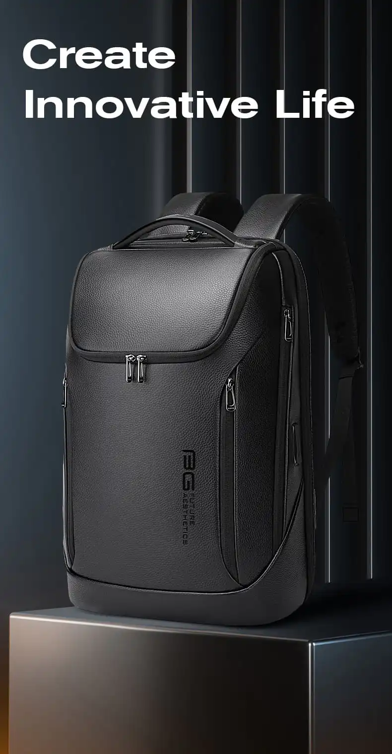 Δερμάτινο Σακίδιο πλάτης 24L Laptop 15,6” Bange 6623 μαύρο