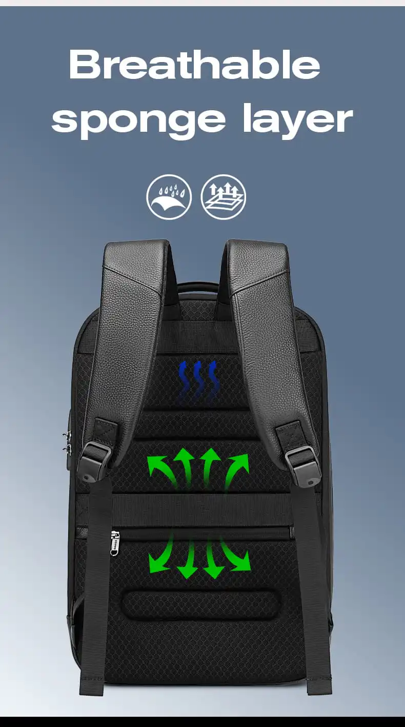 Δερμάτινο Σακίδιο πλάτης 24L Laptop 15,6” Bange 6623 μαύρο