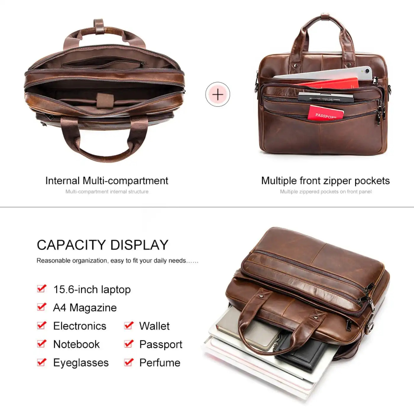 Δερμάτινος χαρτοφύλακας Cardinal 6938 σκούρο καφέ