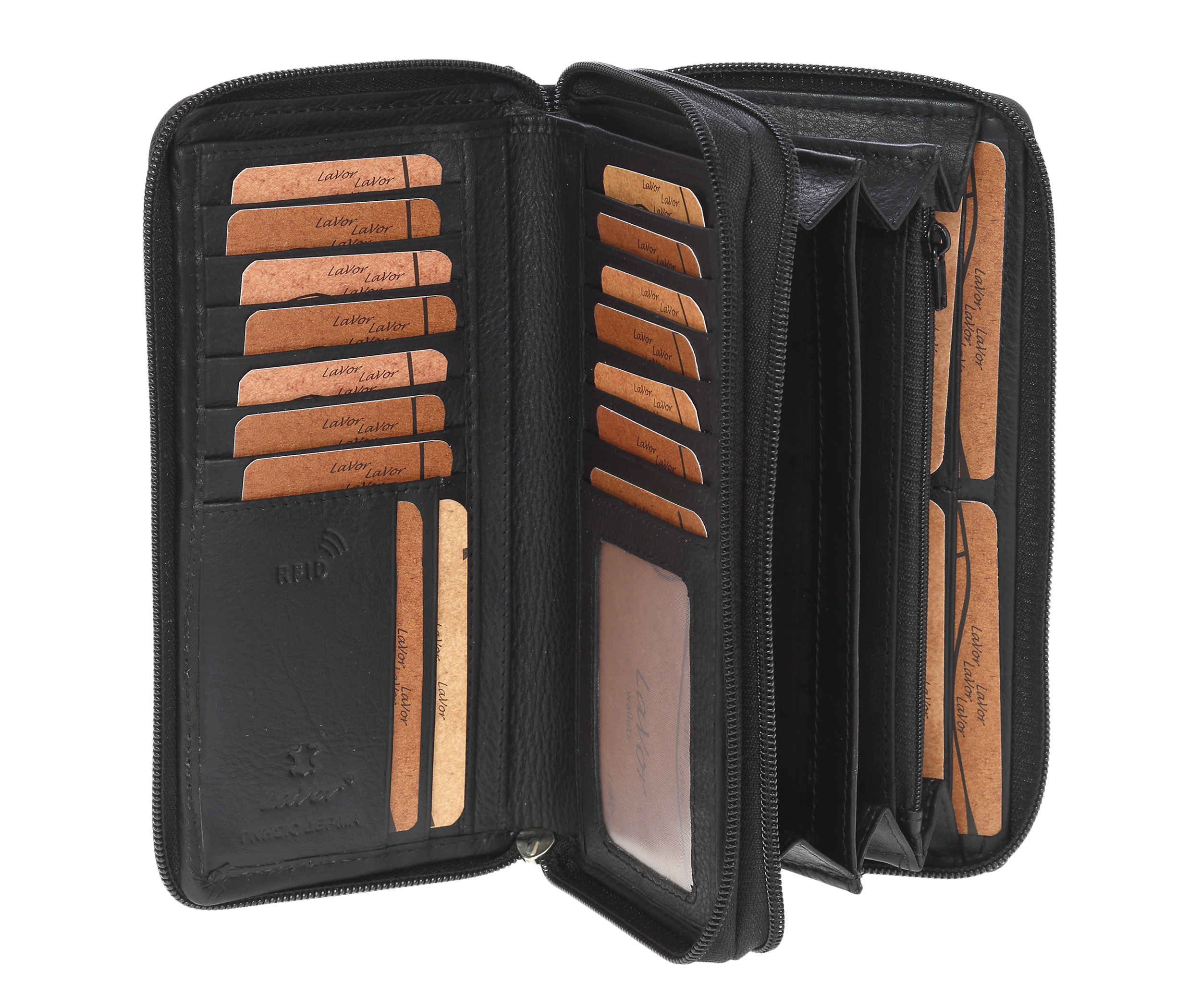 LaVor 1-3719 Γυναικείο Δερμάτινο Πορτοφόλι με Rfid Μαύρο