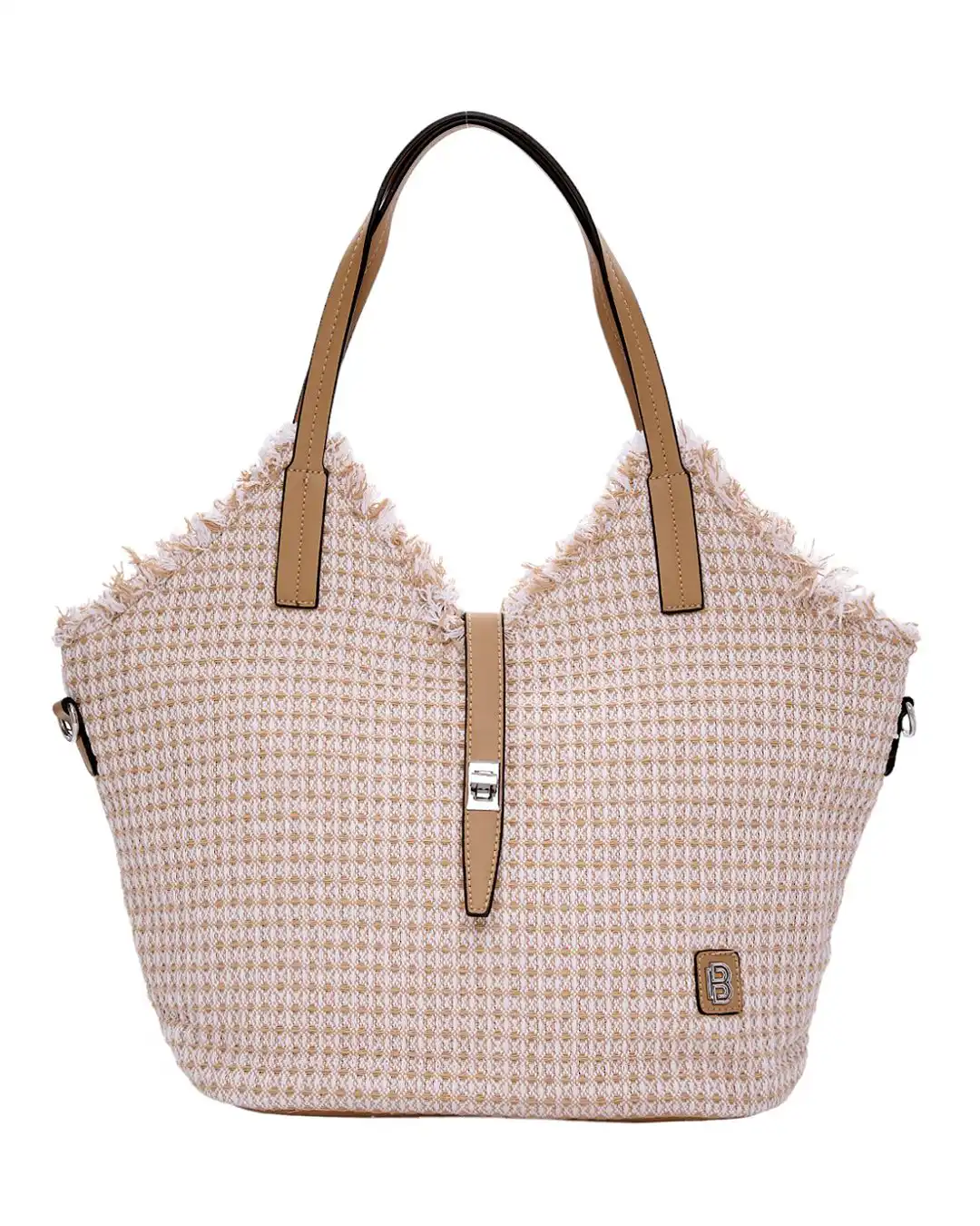 Ψάθινη τσάντα ώμου BY-31402 – Μπέζ