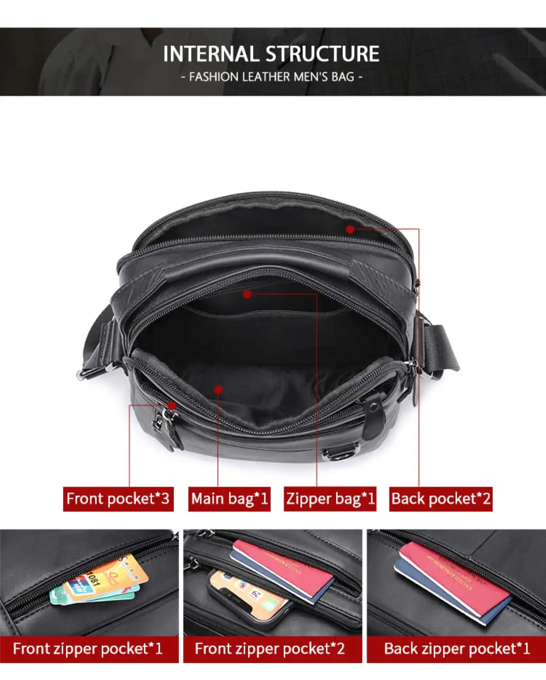 Δερμάτινο τσαντάκι ώμου Cardinal 7012 black