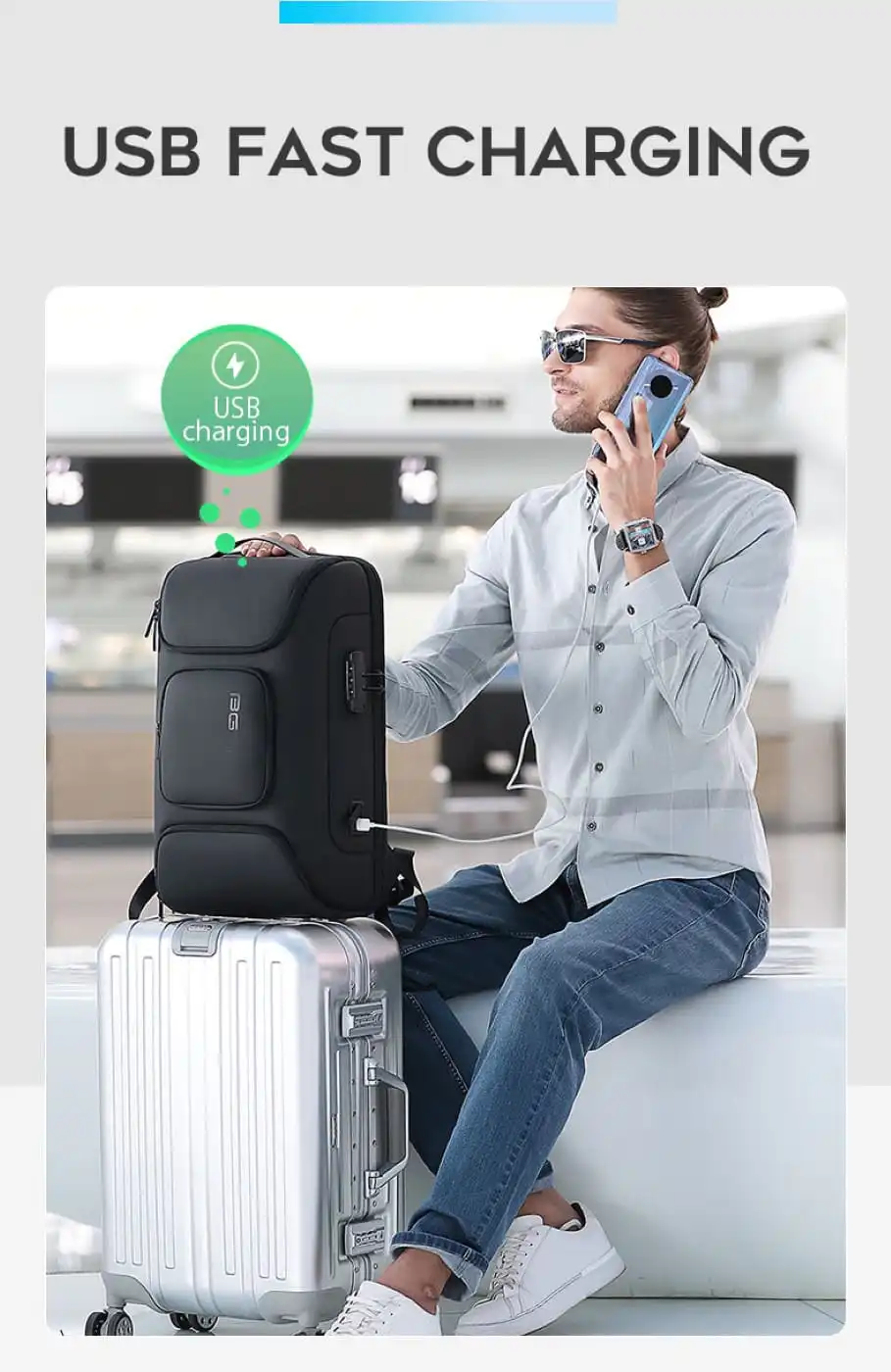 Σακίδιο πλάτης 23L Laptop 15,6” Bange 7216 Plus μαύρο