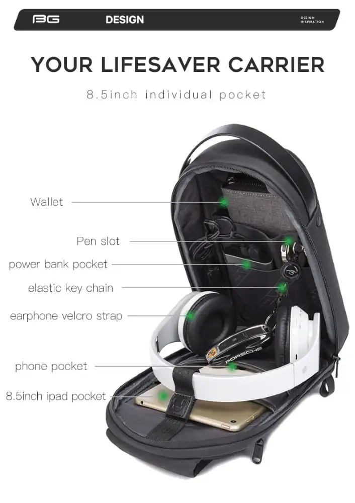 Τσαντάκι ώμου χιαστί crossbody Bange 7256 μαύρο