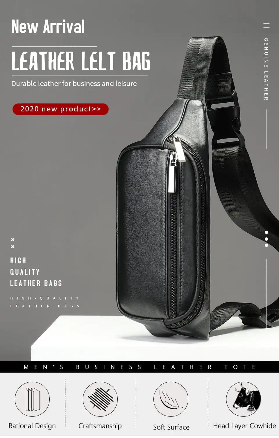 Δερμάτινο τσαντάκι μέσης Cardinal 7310 μαύρο