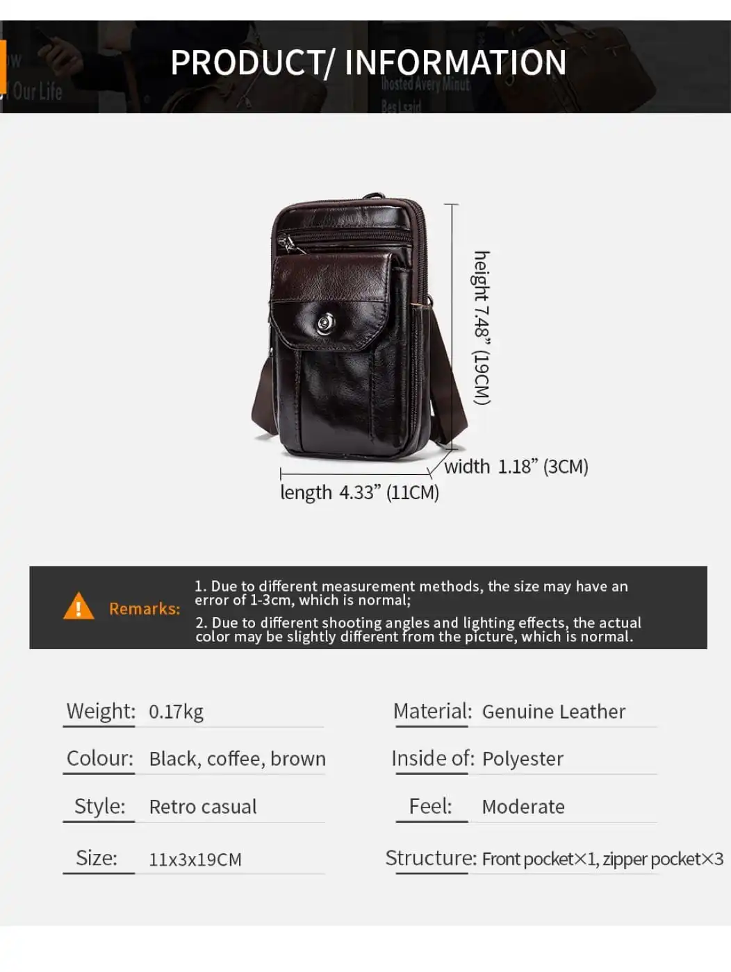 Δερμάτινο τσαντάκι ώμου Cardinal 7538 black