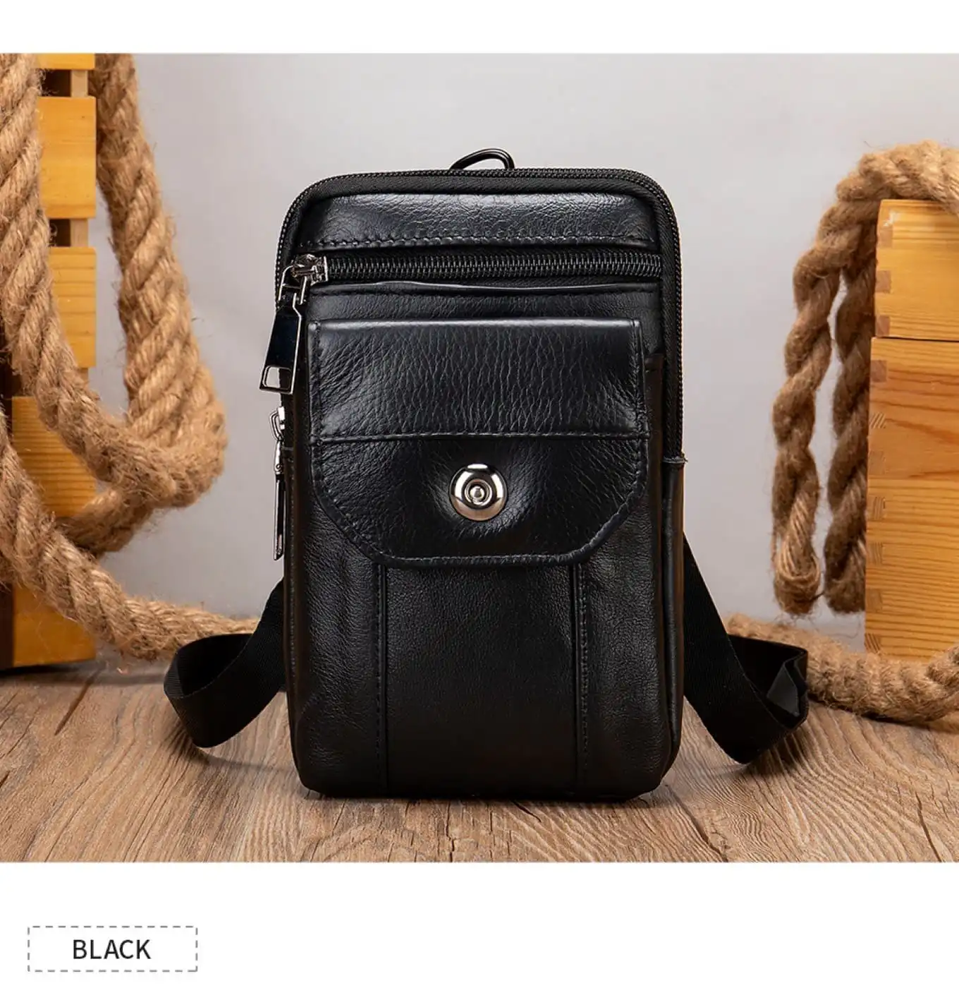 Δερμάτινο τσαντάκι ώμου Cardinal 7538 black