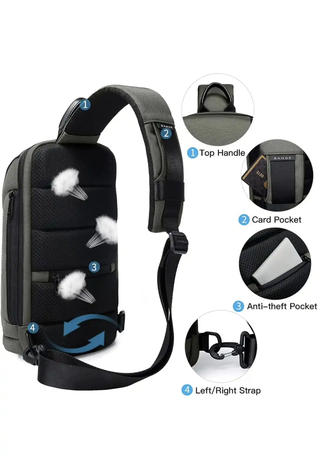 Τσαντάκι ώμου χιαστί crossbody Bange 7565 χακί