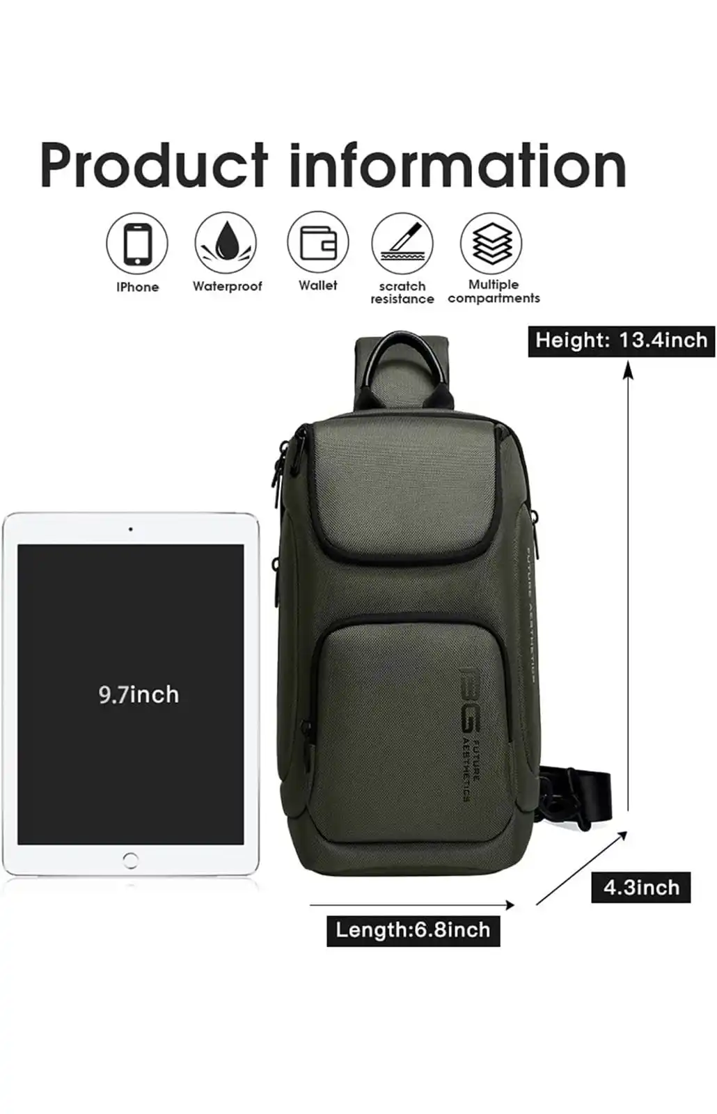 Τσαντάκι ώμου χιαστί crossbody Bange 7565 χακί