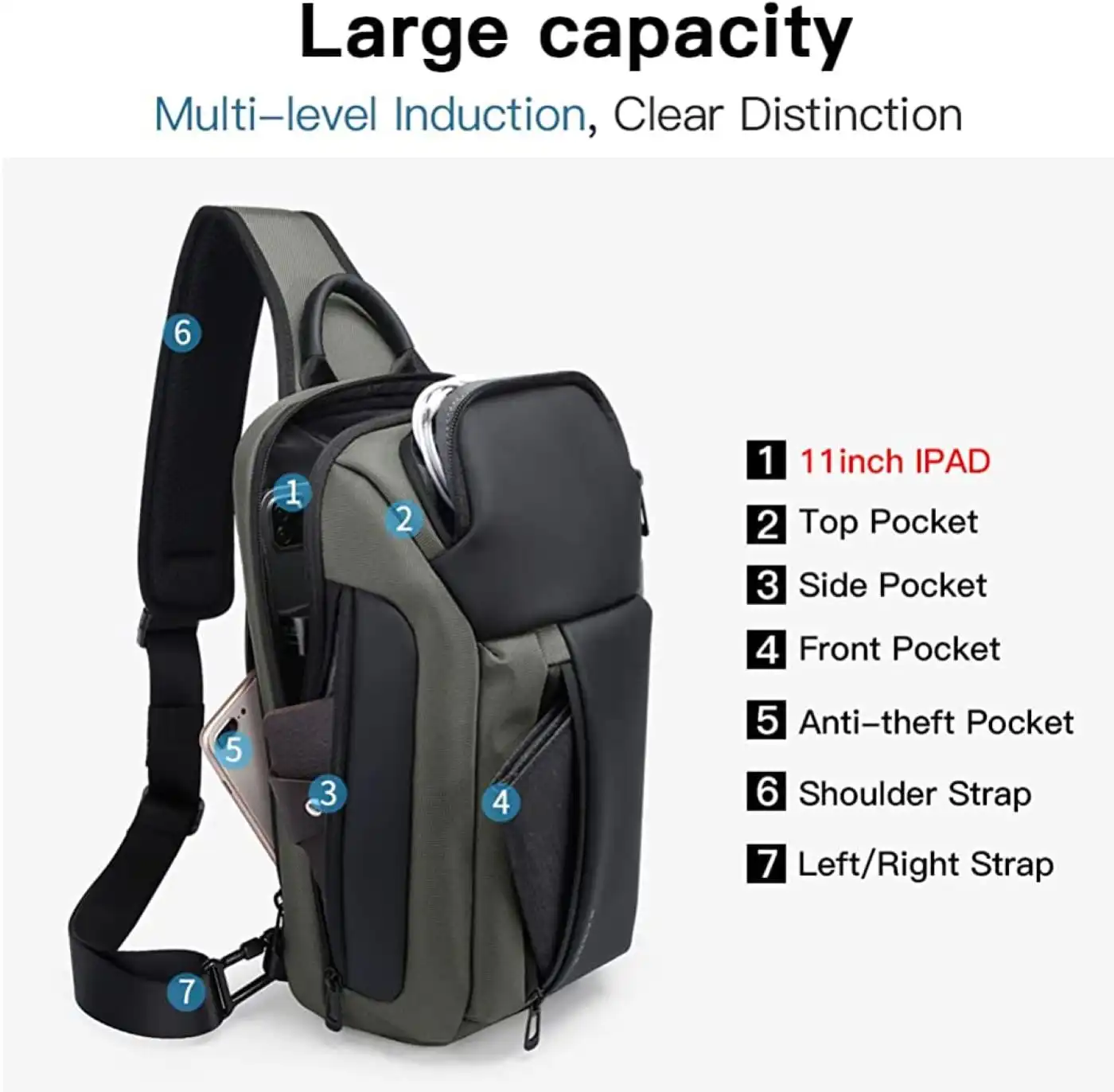 Τσαντάκι ώμου χιαστί crossbody Bange 7566 χακί