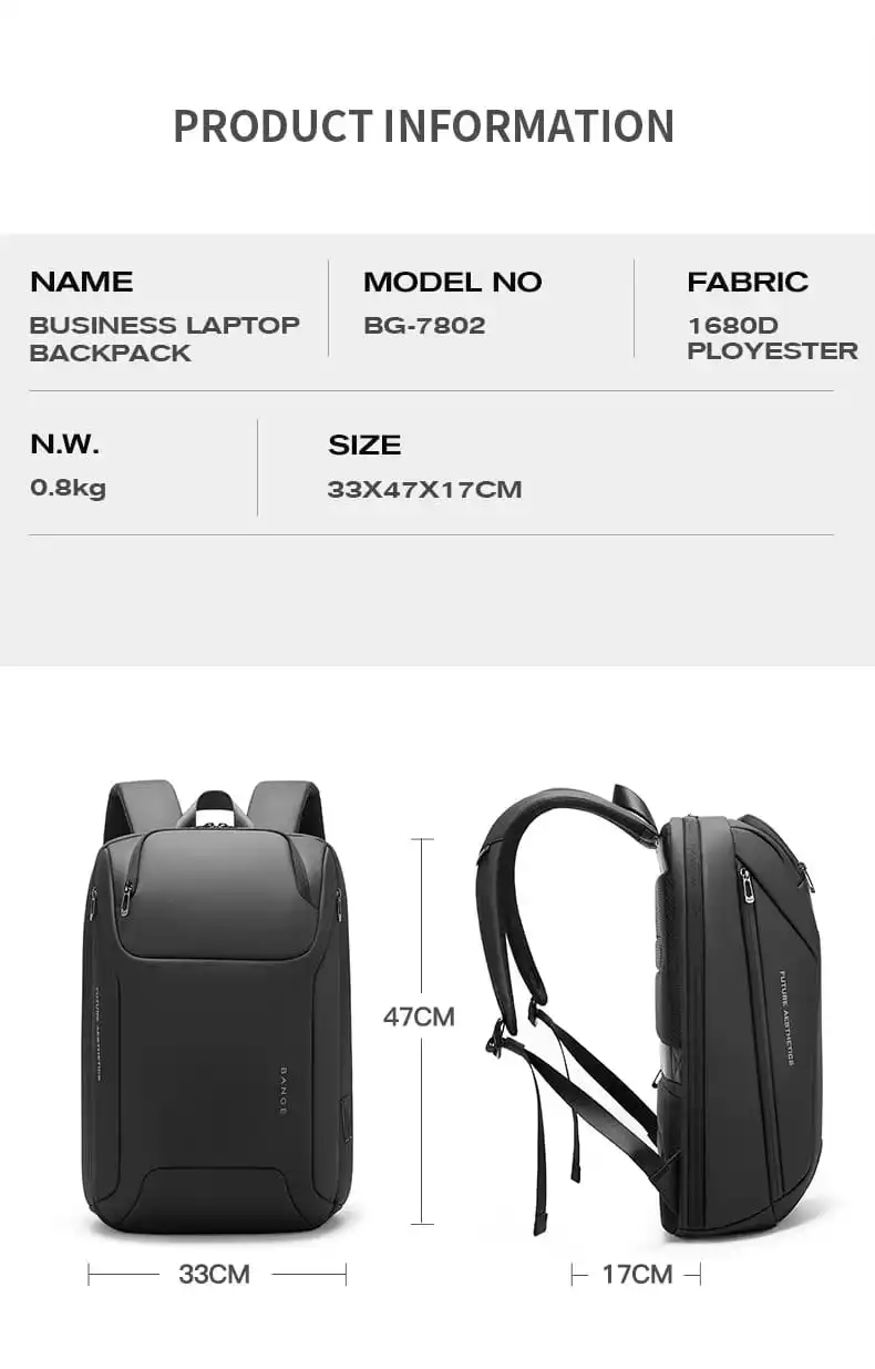 Επαγγελματικό σακίδιο 26L Laptop 15,6” Bange 7802 μαύρο