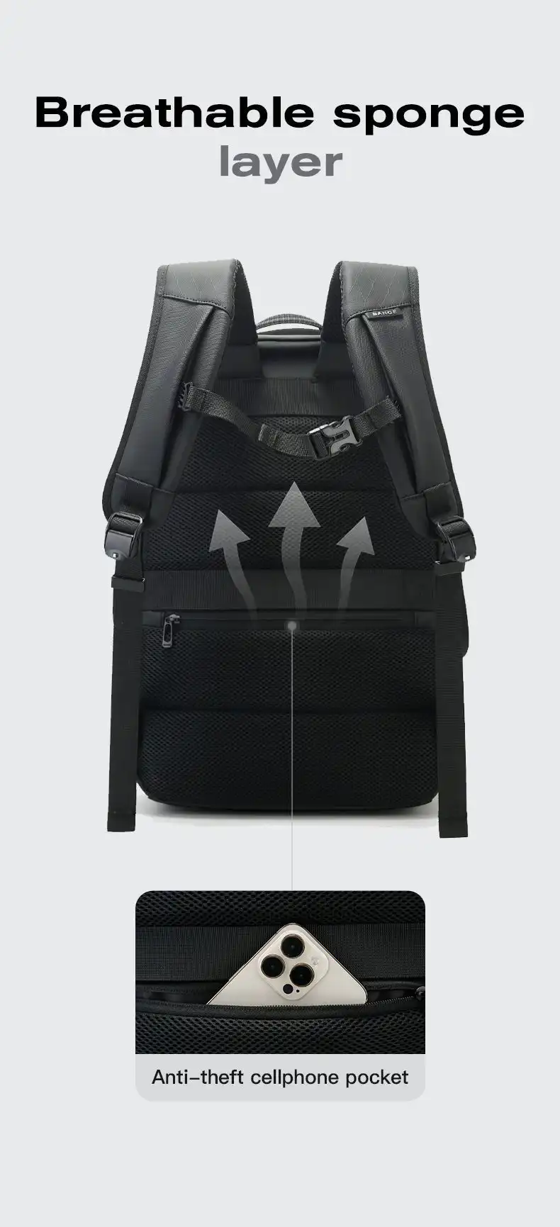 Σακίδιο πλάτης 20L Laptop 15,6” Bange 7822 μαύρο