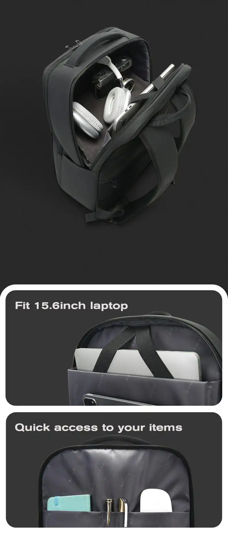 Σακίδιο πλάτης 20L Laptop 15,6” Bange 7822 μαύρο