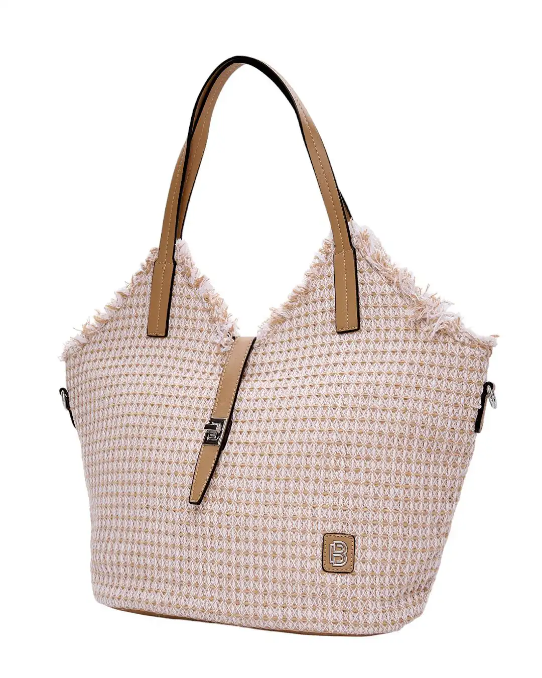 Ψάθινη τσάντα ώμου BY-31402 – Μπέζ