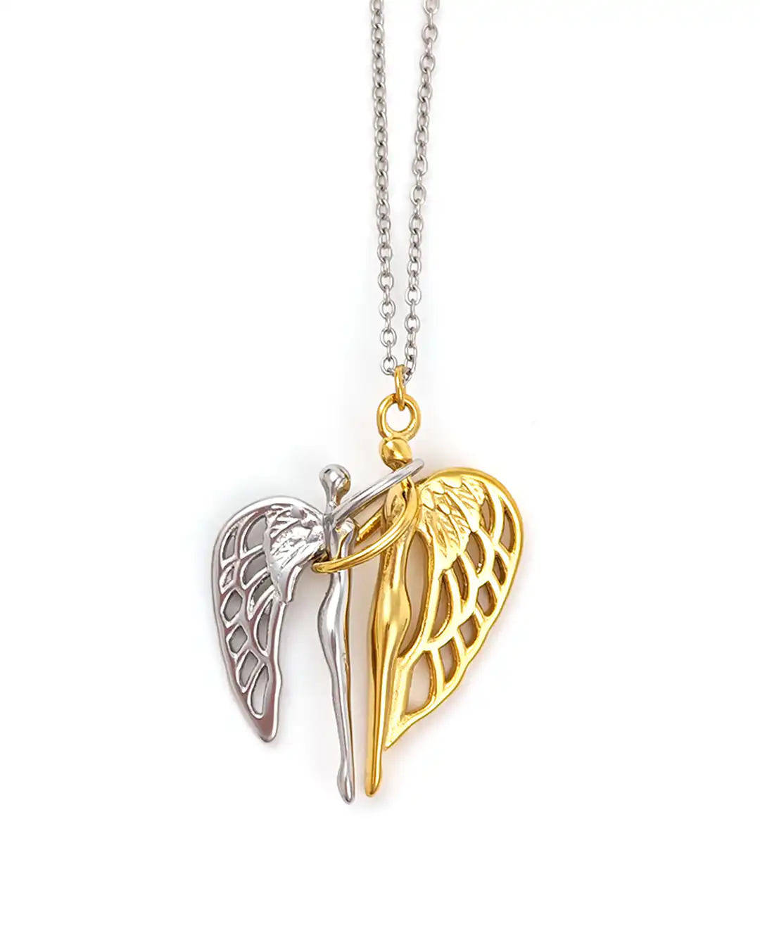 Γυναικείο Κολιέ με Μενταγιόν Δύο Αγγέλων AA-K352 – Ασημί Γυναικείο Κολιέ με Μενταγιόν Δύο Αγγέλων AA-K352 – Ασημί