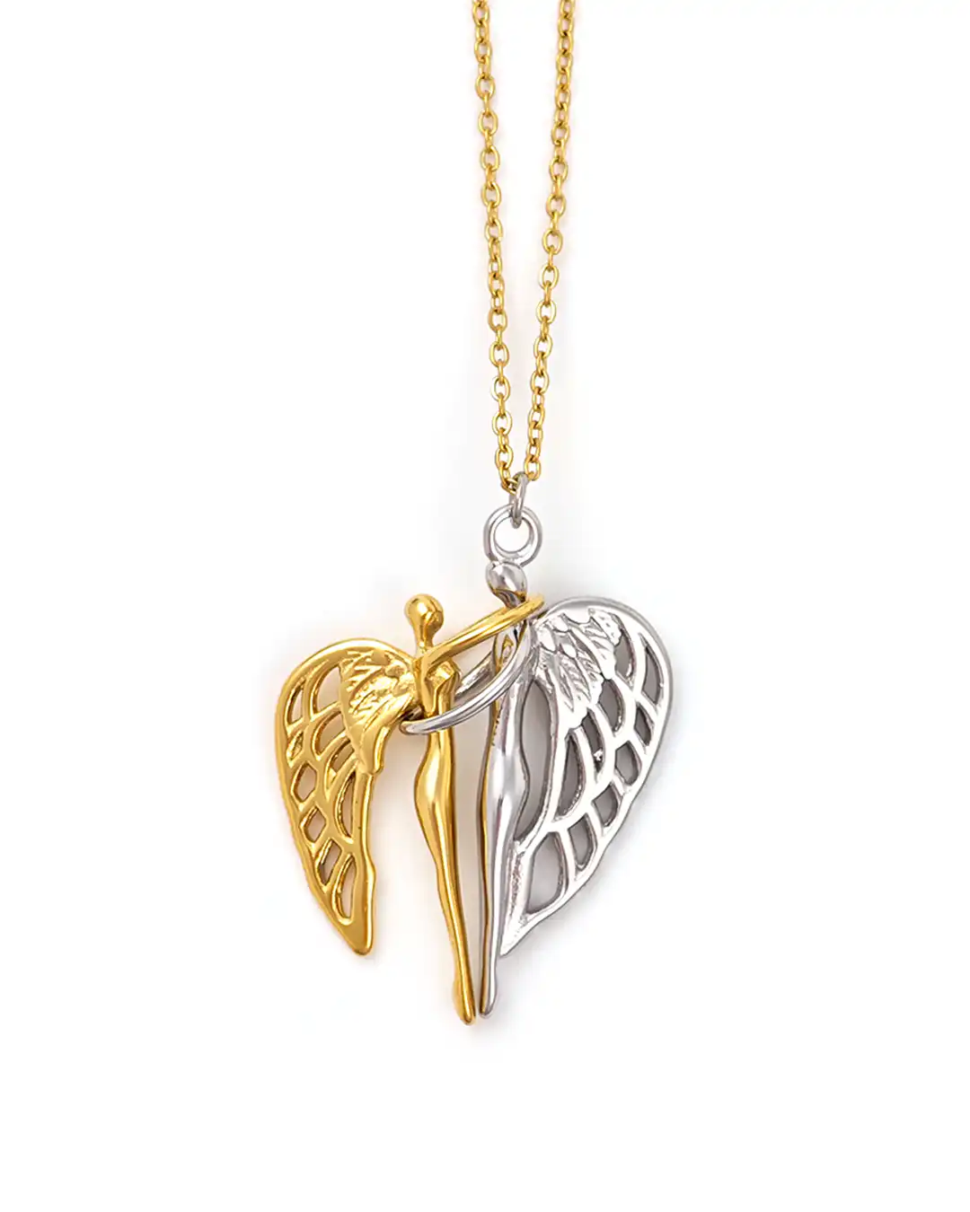 Γυναικείο Κολιέ με Μενταγιόν Δύο Αγγέλων AA-K352 – Χρυσό Γυναικείο Κολιέ με Μενταγιόν Δύο Αγγέλων AA-K352 – Χρυσό