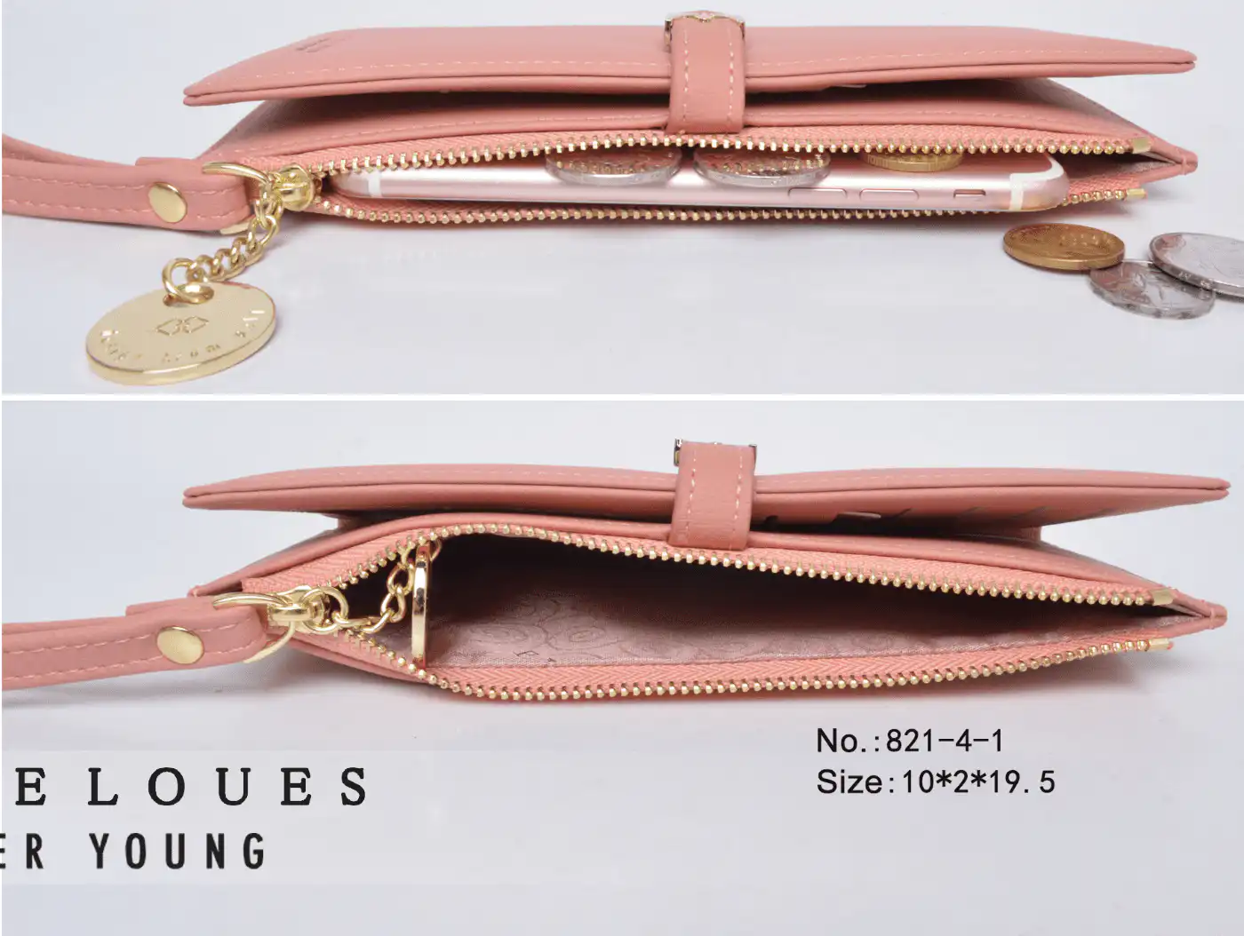 Γυναικείο πορτοφόλι Pierre Loues 821-4-1 σκούρο ρόζ