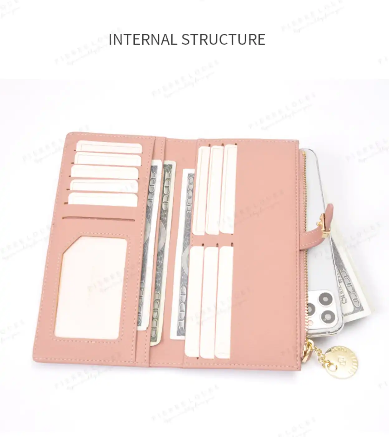 Γυναικείο πορτοφόλι Pierre Loues 821-4-1 σκούρο ρόζ Γυναικείο πορτοφόλι Pierre Loues 821-4-1 σκούρο ρόζ