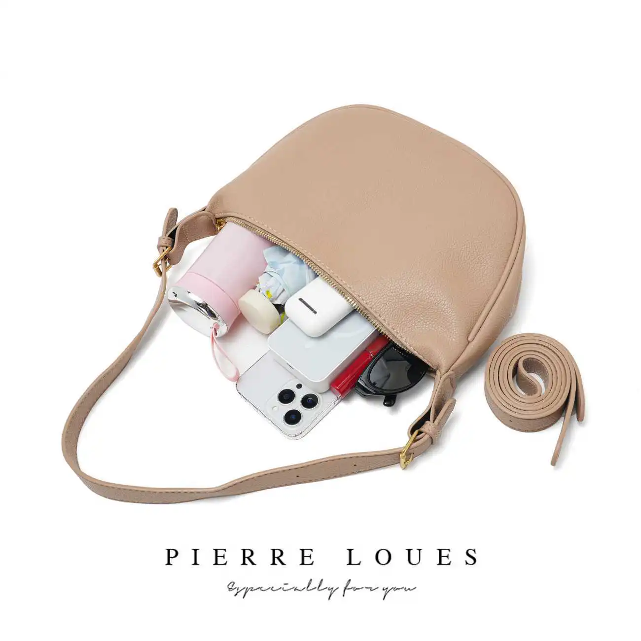 Γυναικεία Τσάντα Xειρός Χιαστί Pierre Loues PL868-70 μπεζ