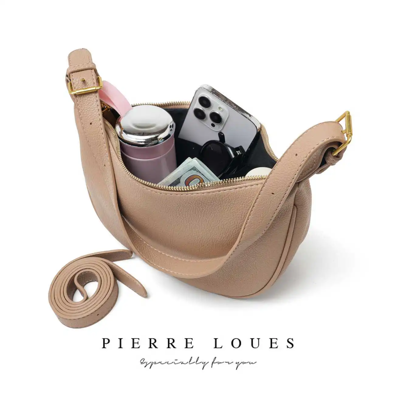 Γυναικεία Τσάντα Xειρός Χιαστί Pierre Loues PL868-70 μπεζ