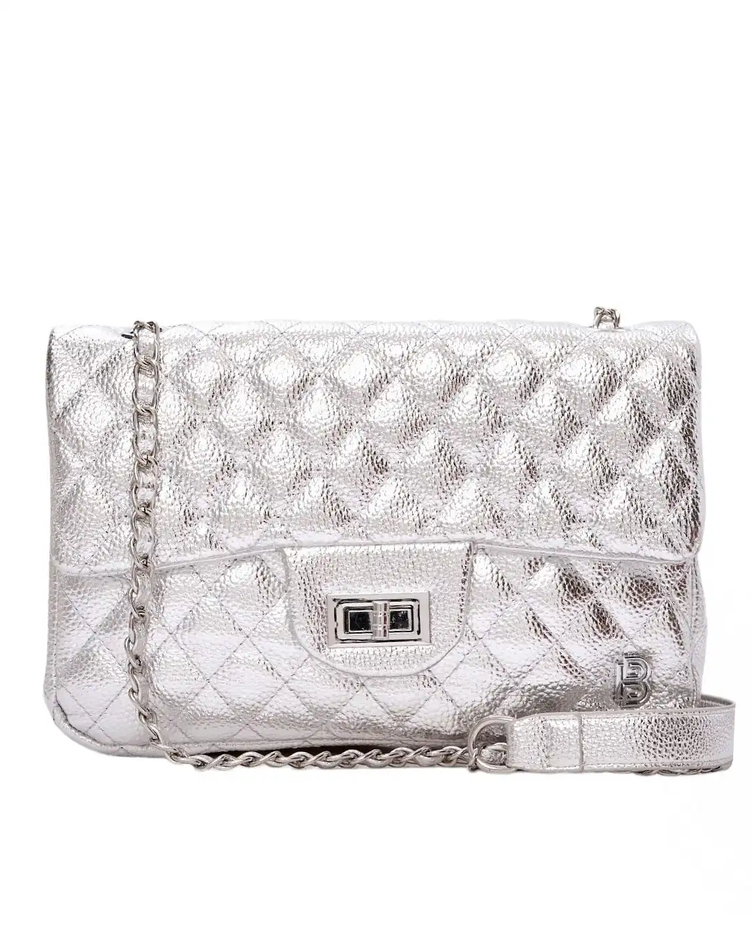 Τσάντα ώμου με αλυσίδα SW8902 – Ασημί