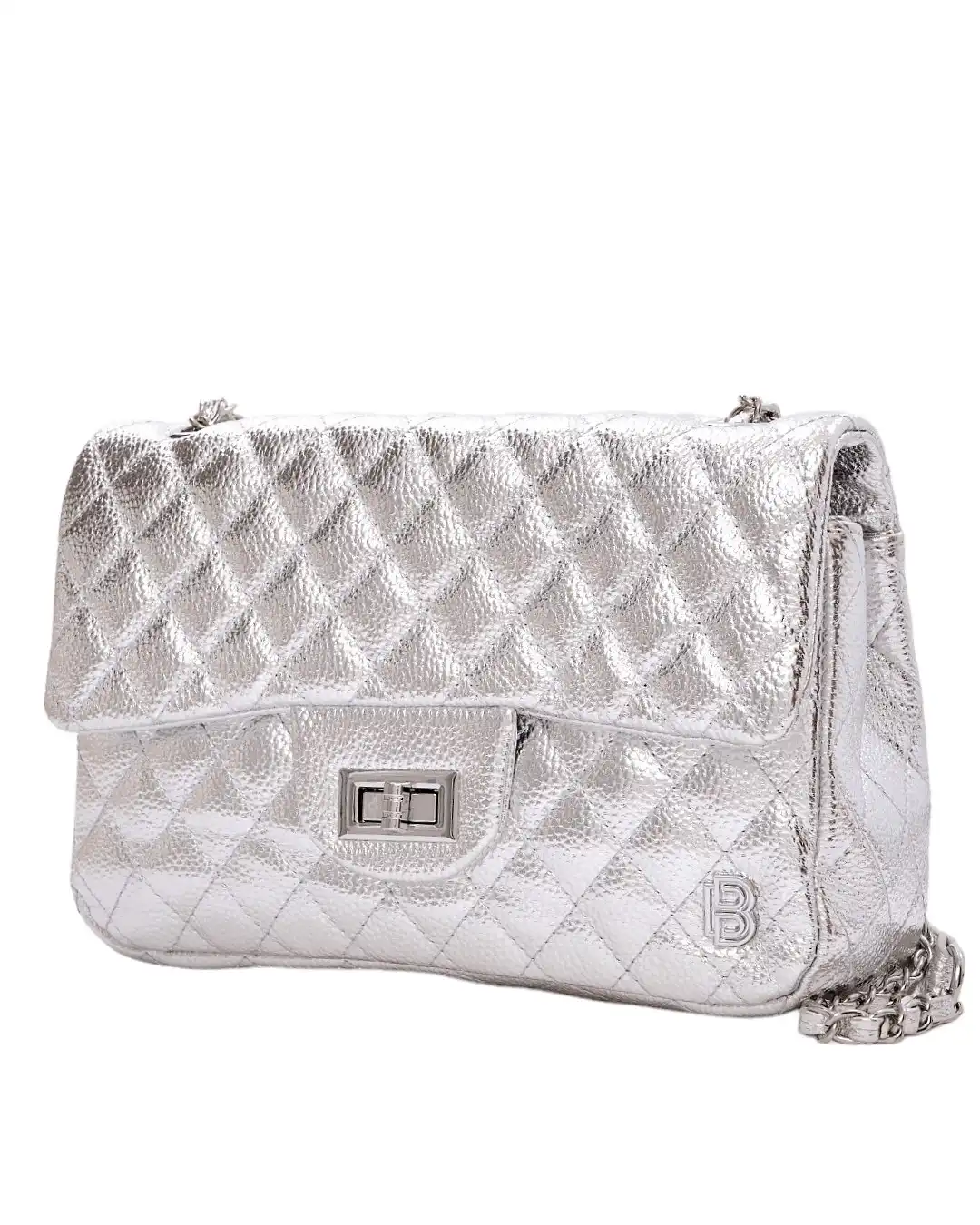 Τσάντα ώμου με αλυσίδα SW8902 – Ασημί