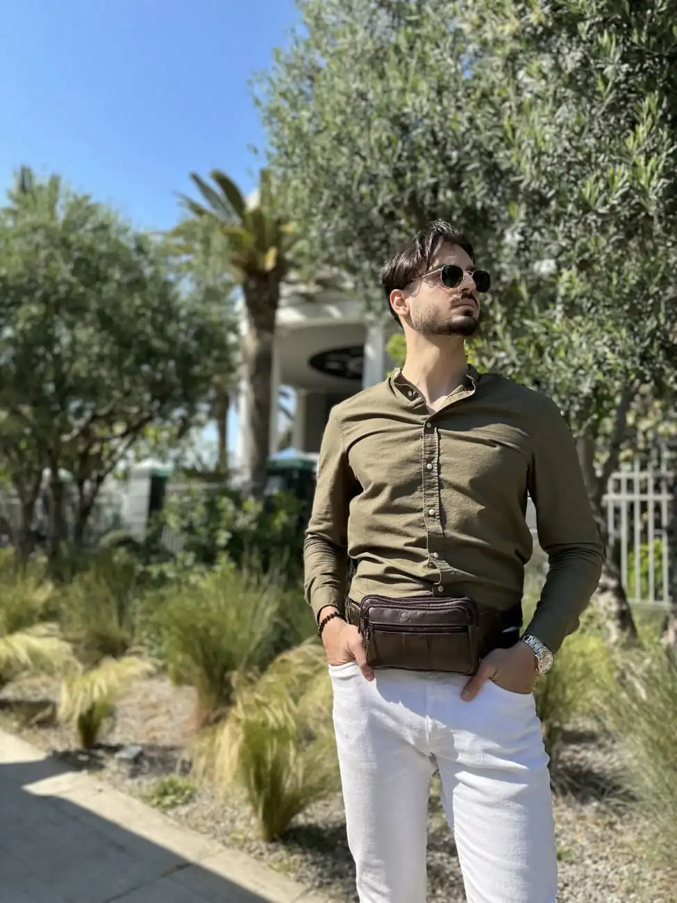 Δερμάτινο τσαντάκι μέσης καφέ Cardinal 8977 καφέ