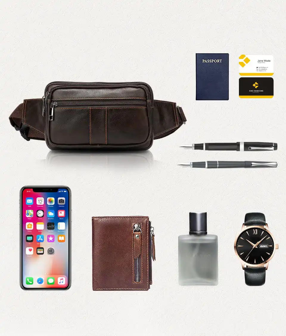 Δερμάτινο τσαντάκι μέσης καφέ Cardinal 8977 καφέ